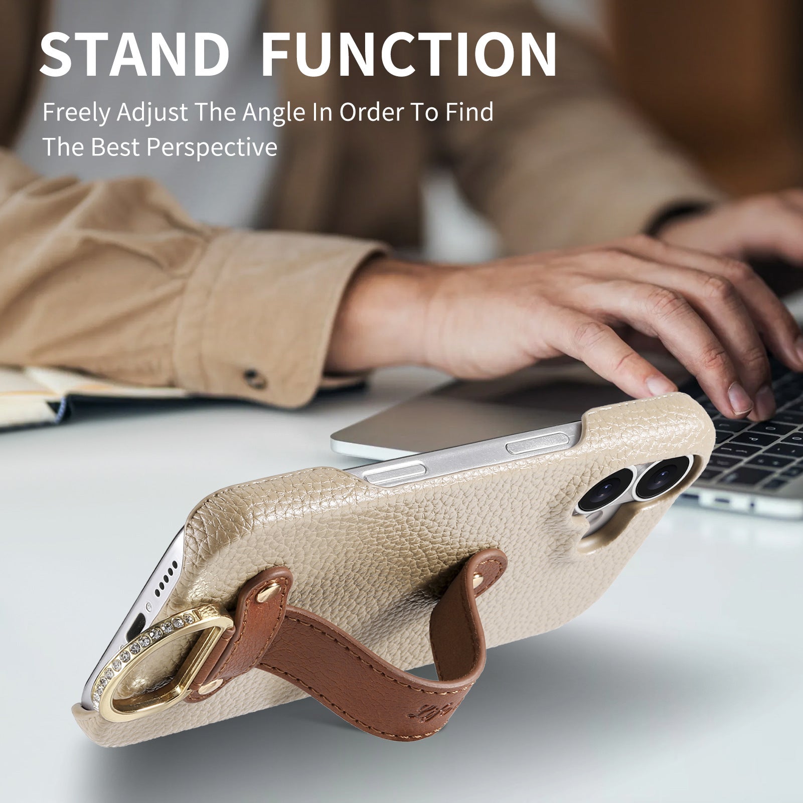 Samsung Galaxy S26 Ultra lychee texture protective case with wrist strap