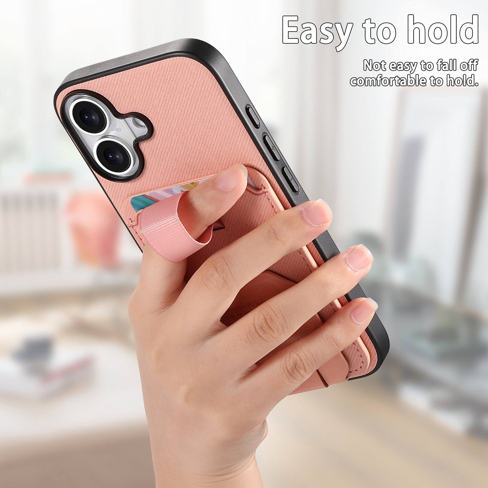 iPhone Wallet Case with Wrist Strap & Kickstand