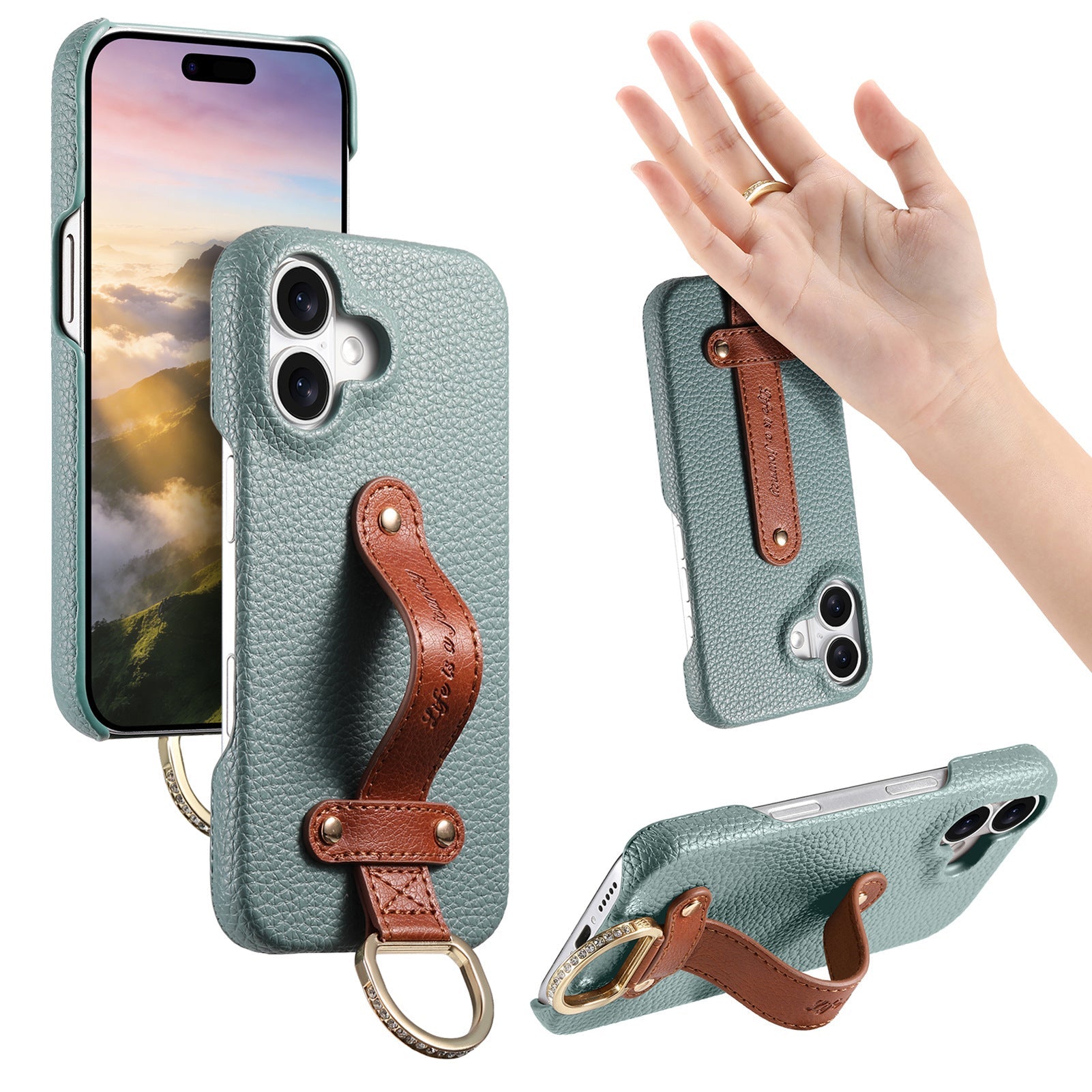 Samsung Galaxy S26 Ultra lychee texture protective case with wrist strap