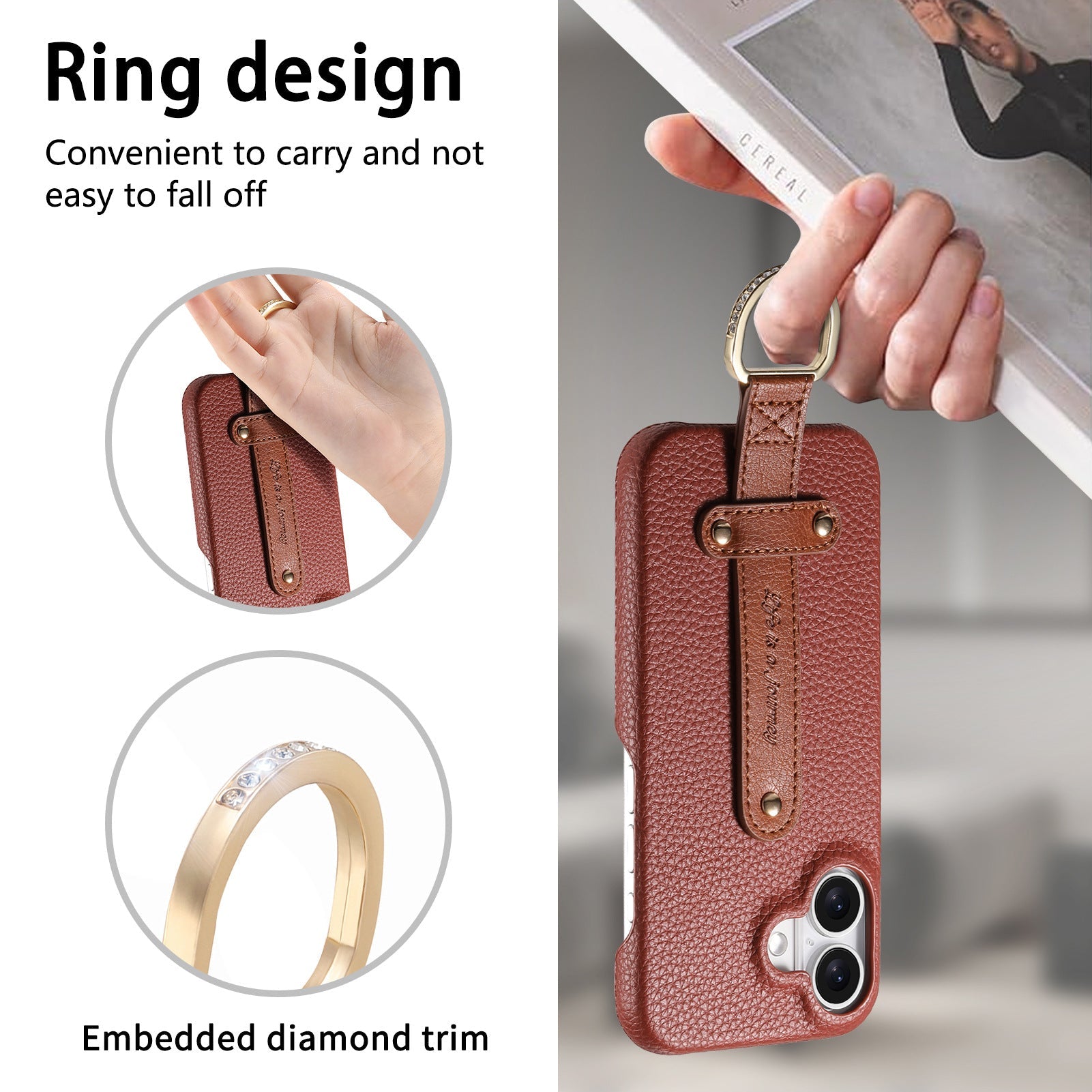 Samsung Galaxy S26 Ultra lychee texture protective case with wrist strap